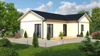 Casa cu parter in forma de L - constructie usoara - proiect 3