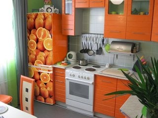 Design bucatarie in portocaliu