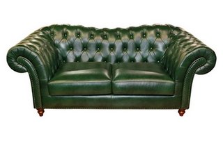 Canapea Chesterfield piele naturala verde cu 2 locuri