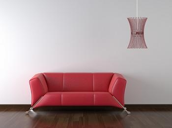 Canapea din piele culoare rosie stil modernist