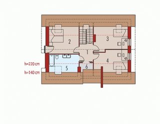 Plan etaj casa cu mansarda si garaj