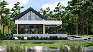 Proiect casa moderna cu ferestre foarte mari