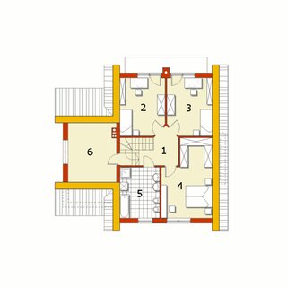 Plan mansarda casa cu 4 dormitoare si garaj