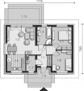 Proiect casa fara etaj 2 dormitoare