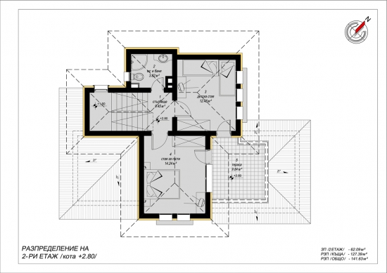 Plan mansarda casa cu 3 dormitoare
