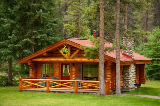 Cabana lemn rotund cu 1 dormitor
