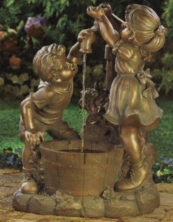 Cismea de curte din fonta statueta fata si baiat