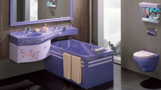 Obiecte sanitare baie culoare mov
