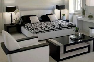 Mobilier dormitor in doua culori alb cu negru