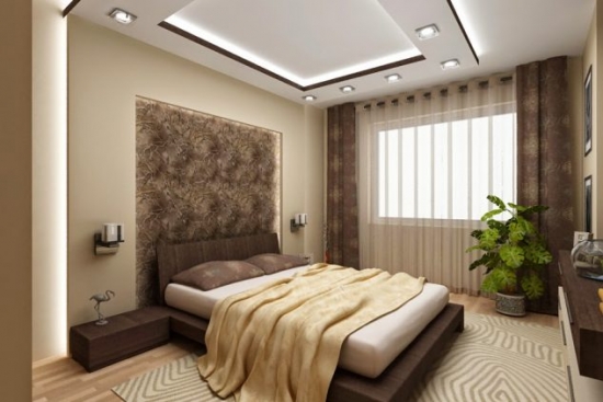 Dormitor modern cu decor auriu