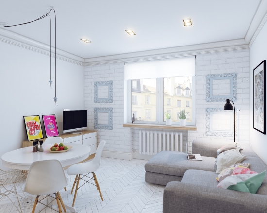 Amenajare in stil scandinav modern a unui apartament de 25 de mp