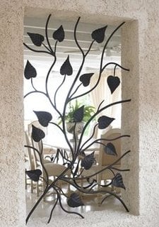 Grilaj fereastra ingusta fier fojat model cu frunze