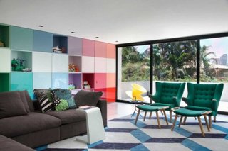 Biblioteca pentru living modulara multicolora