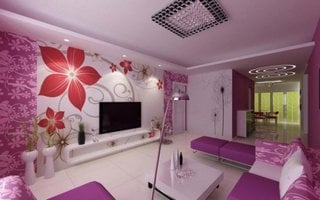 Living luxos decorat cu mov