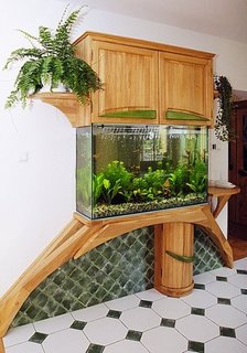 Suport acvariu din lemn cu dulap deasupra