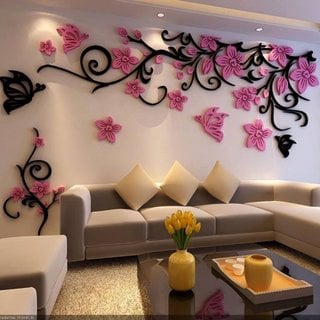 Reprezentare grafica 3 D living cu ornamente pe pereti
