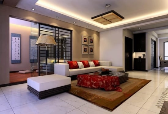Design oriental living cu tavan fals