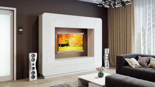 Mobilier alb perete tv