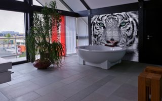 Imagine leopard imprimata pr faianta din baie