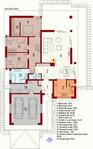 Schita plan parter casa distribuire camere