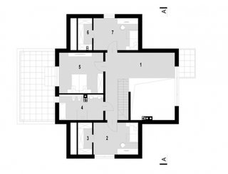 Plan etaj casa cu garaj si mansarda