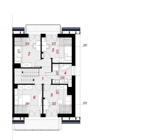 Plan etaj casa duplex cu 4 camere