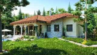 Proiect casa fara etaj cu tigla ceramica pe acoperis