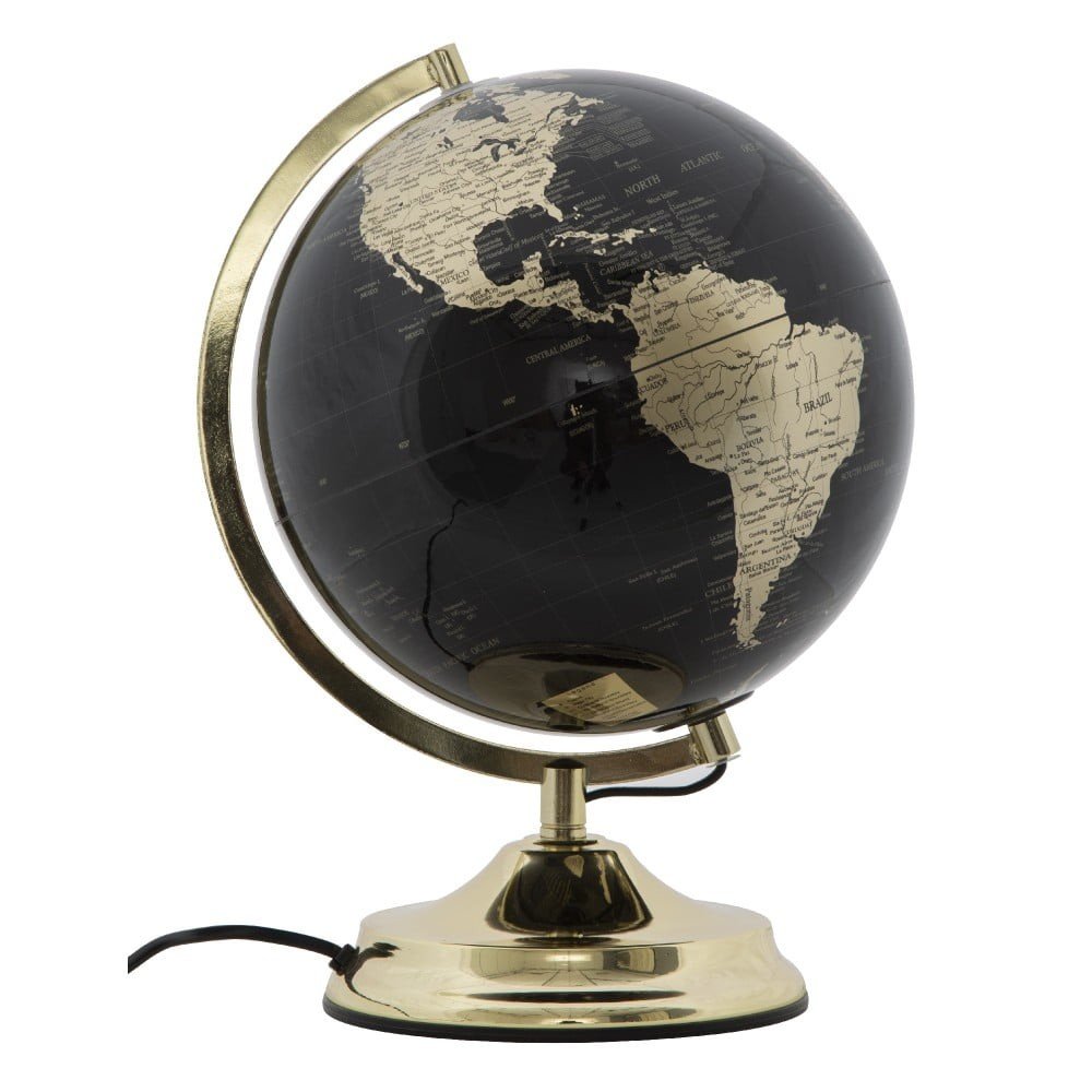 Veioză în formă de glob Mauro Ferretti Globe,  25 cm, negru/auriu